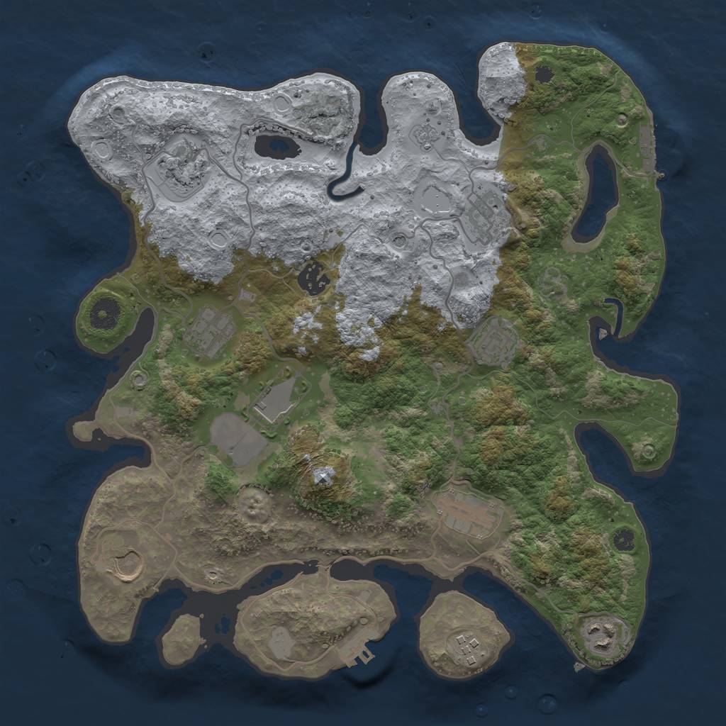 Rust Map: Procedural Map, Size: 3500, Seed: 450135365, 19 Monuments