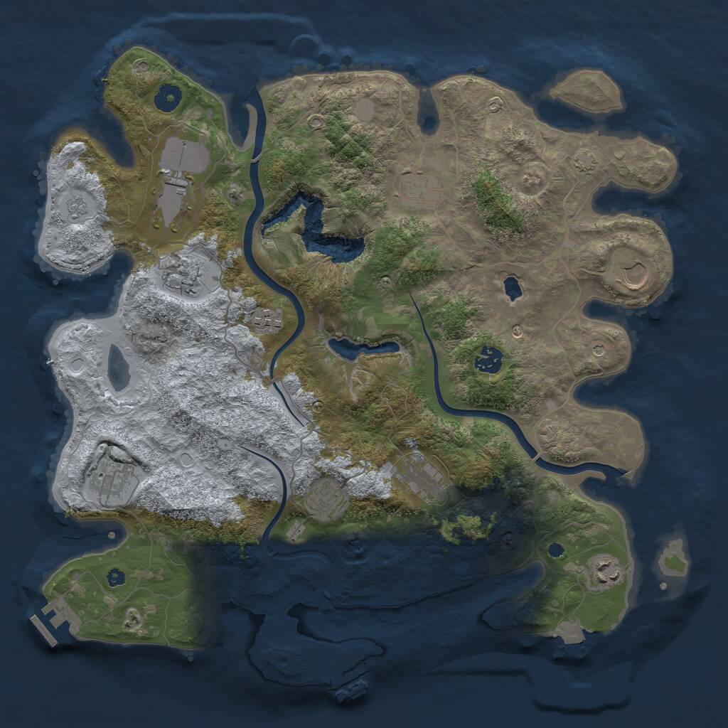 Rust Map: Procedural Map, Size: 4000, Seed: 40290, 16 Monuments