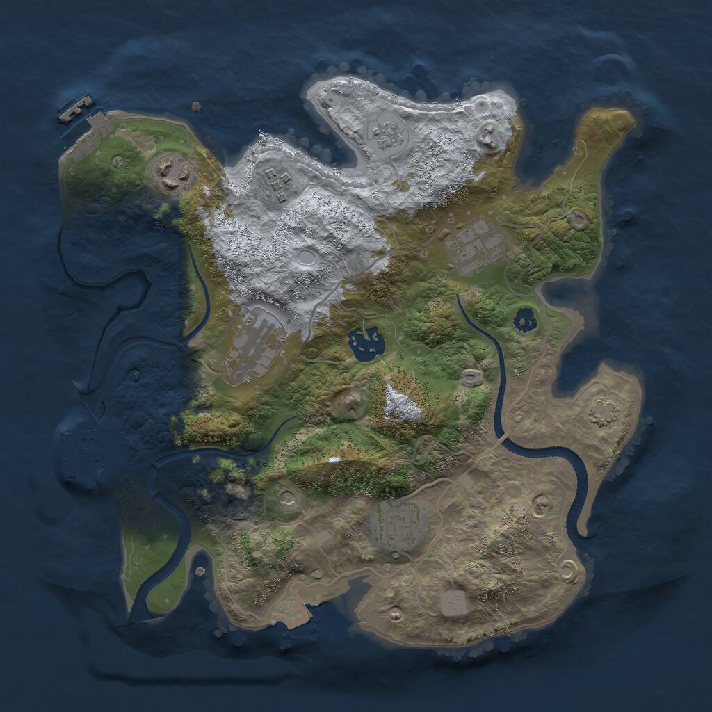 Rust Map: Procedural Map, Size: 3000, Seed: 1609857, 12 Monuments