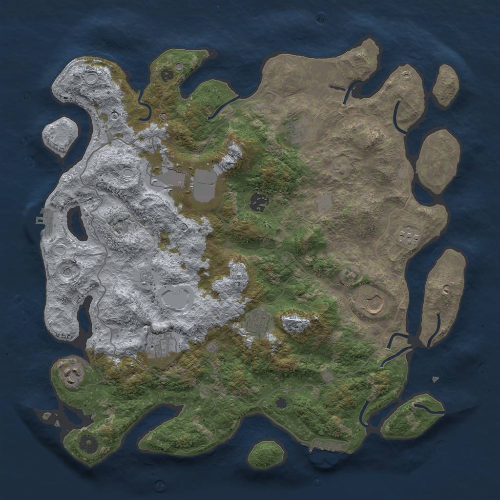 Rust Map: Procedural Map, Size: 4000, Seed: 97531, 17 Monuments