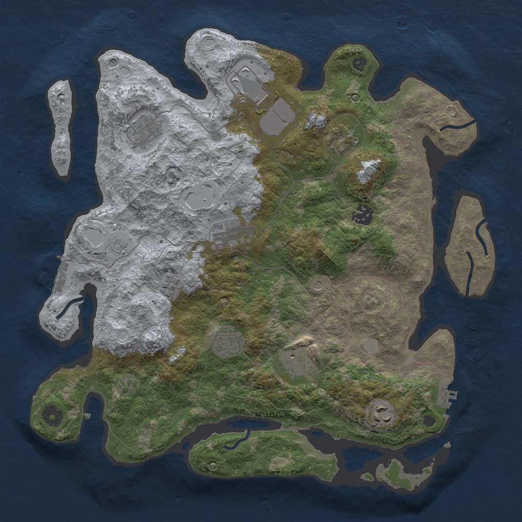 Rust Map: Procedural Map, Size: 3750, Seed: 460040310, 18 Monuments