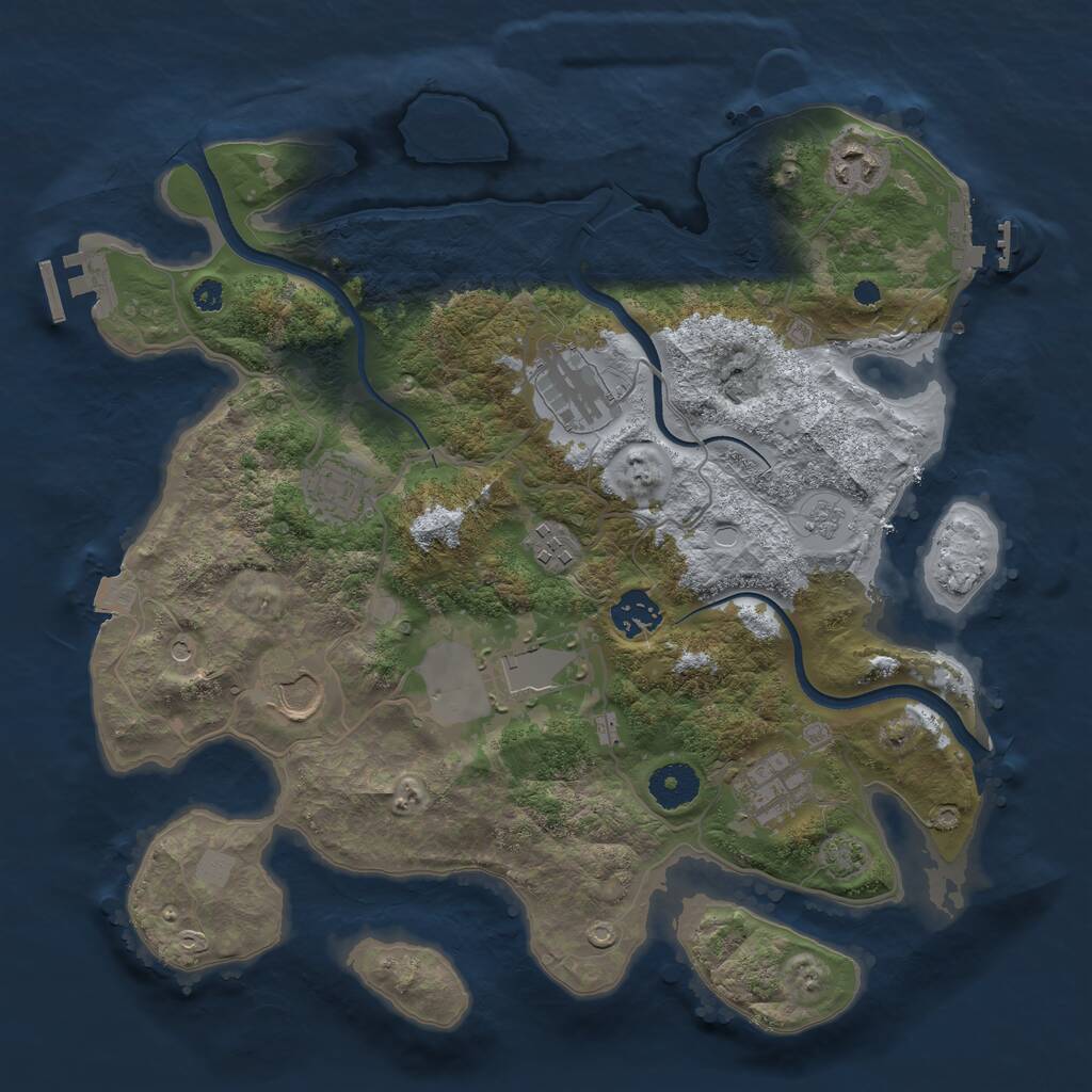 Rust Map: Procedural Map, Size: 3500, Seed: 41695842, 14 Monuments