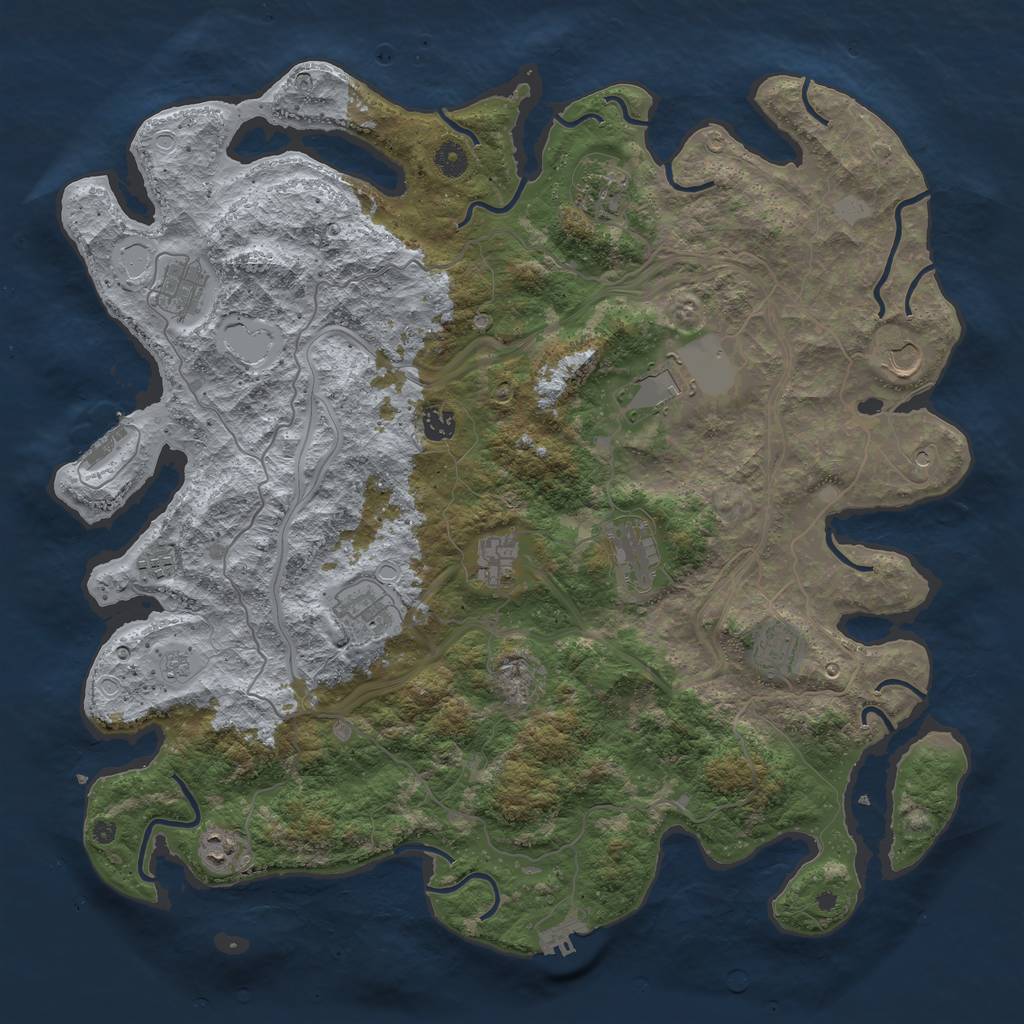 Rust Map: Procedural Map, Size: 4500, Seed: 1290431305, 20 Monuments