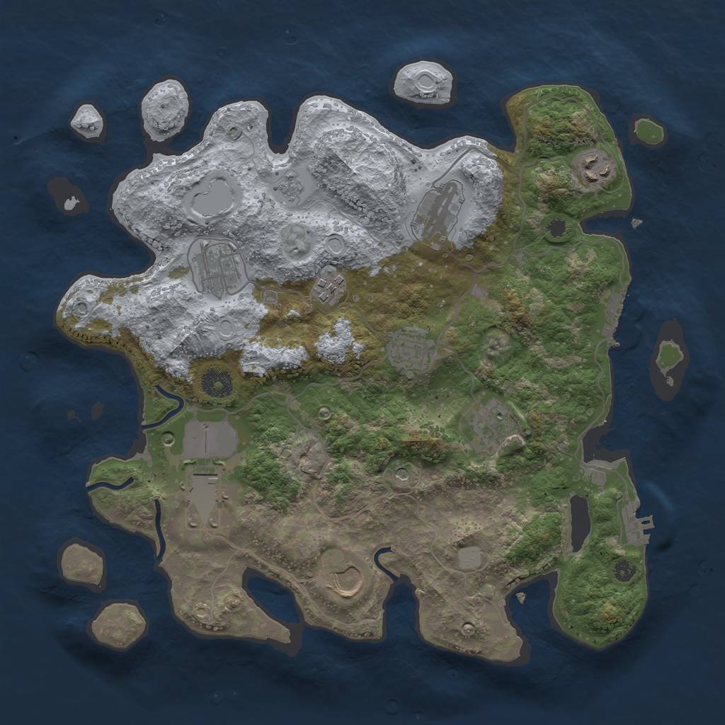 Rust Map: Procedural Map, Size: 3500, Seed: 441632996, 17 Monuments