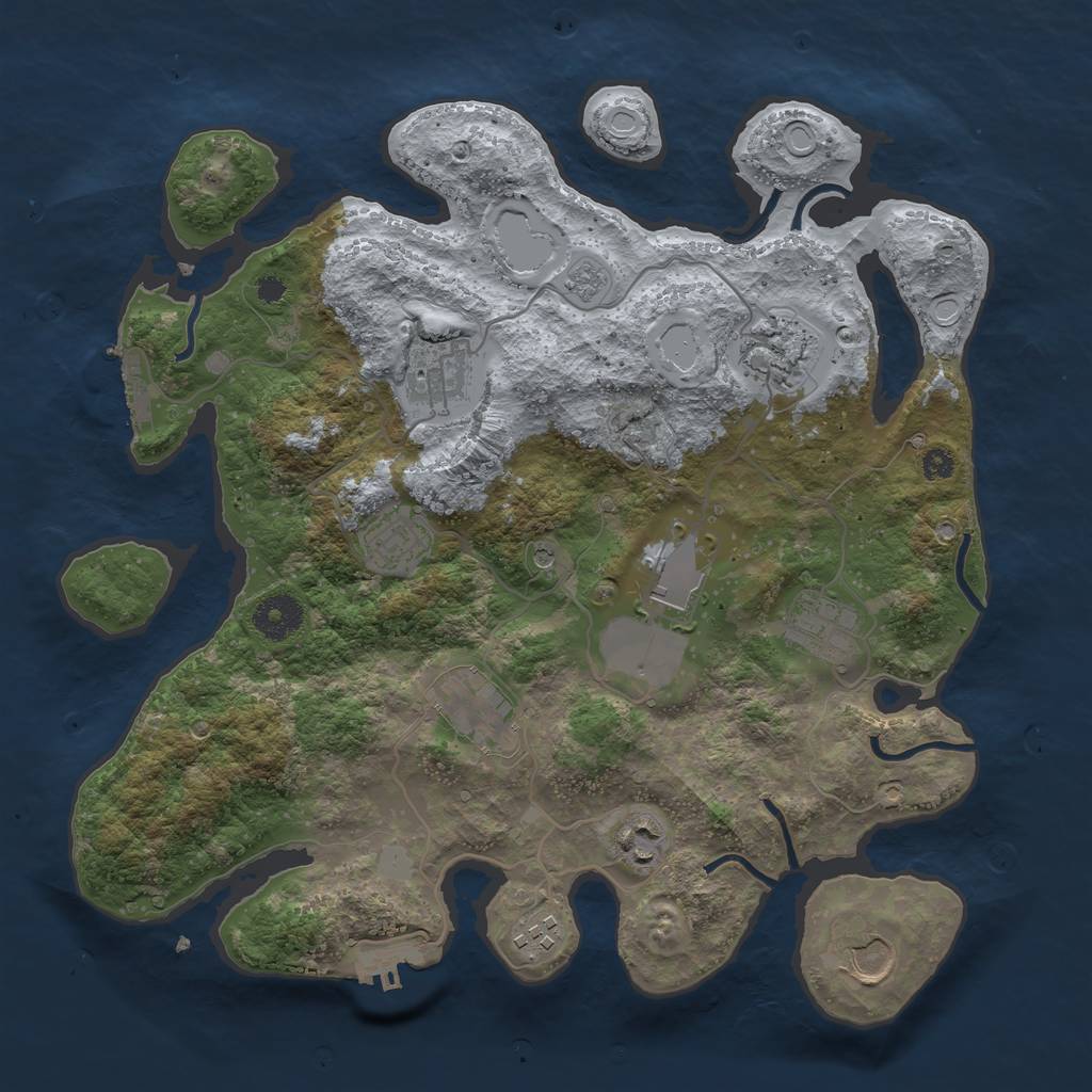 Rust Map: Procedural Map, Size: 3500, Seed: 45747558, 18 Monuments