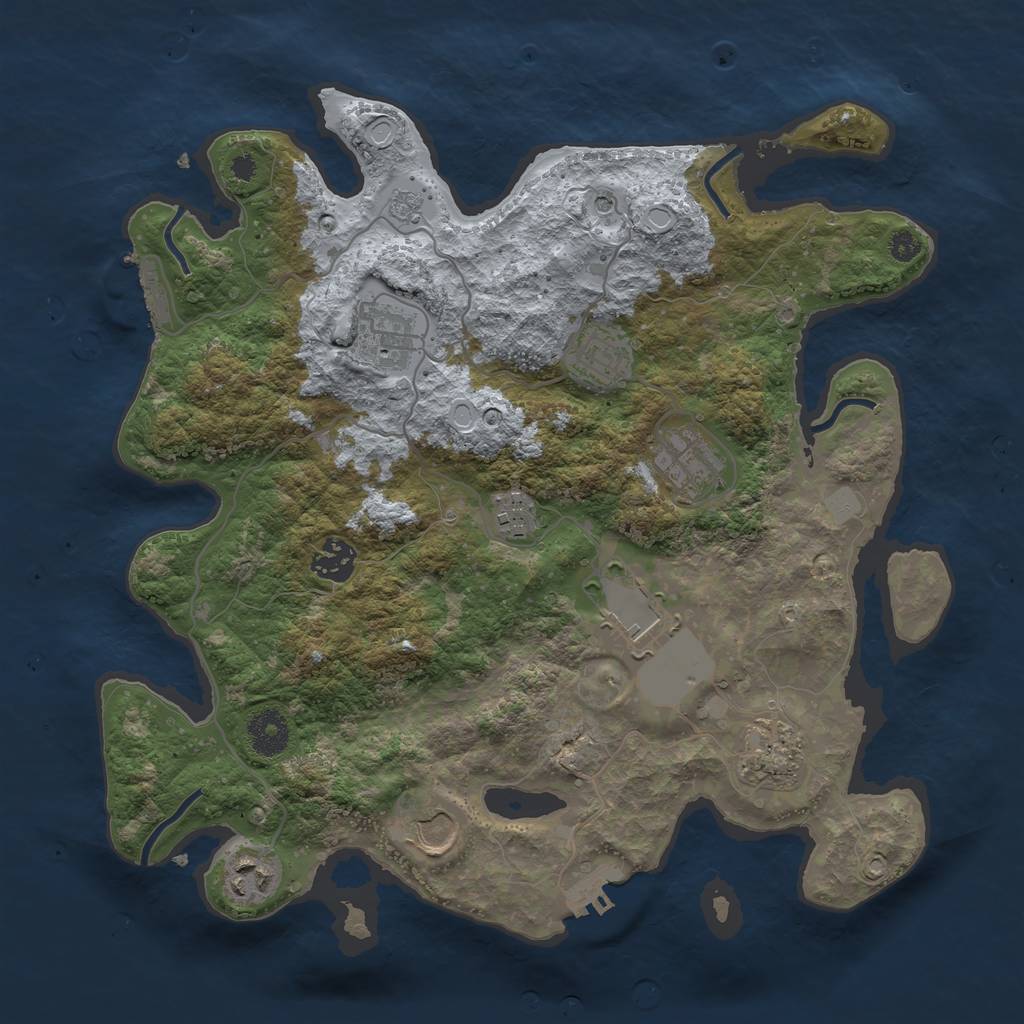 Rust Map: Procedural Map, Size: 3500, Seed: 259661418, 18 Monuments