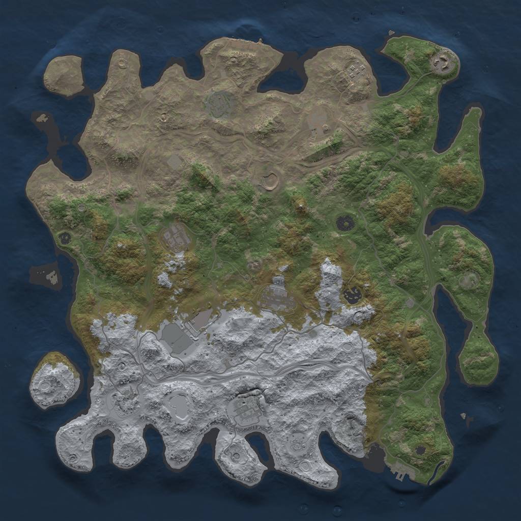 Rust Map: Procedural Map, Size: 4500, Seed: 901486820, 18 Monuments