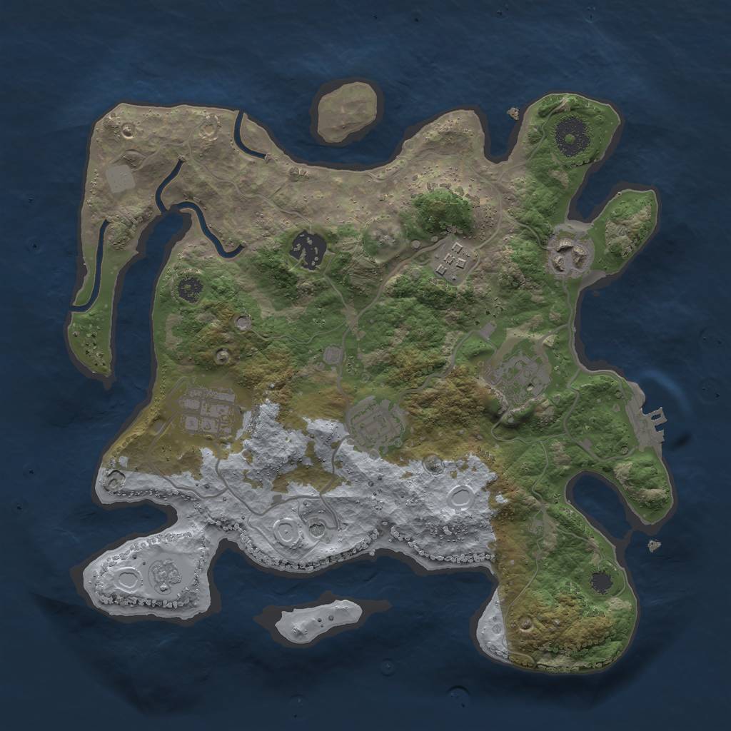 Rust Map: Procedural Map, Size: 3000, Seed: 4344, 12 Monuments