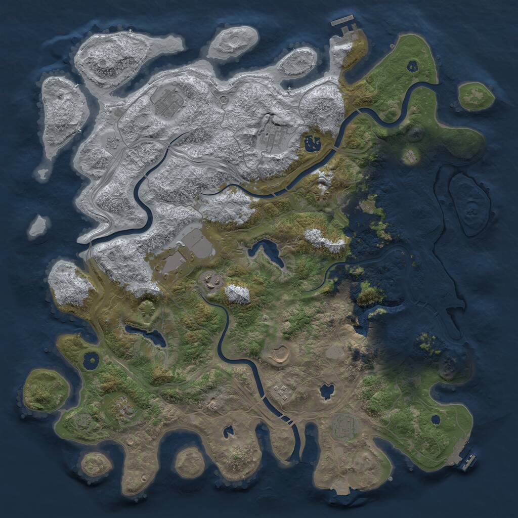 Rust Map: Procedural Map, Size: 4500, Seed: 378829332, 16 Monuments