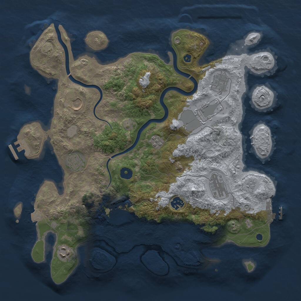 Rust Map: Procedural Map, Size: 3750, Seed: 791305609, 15 Monuments