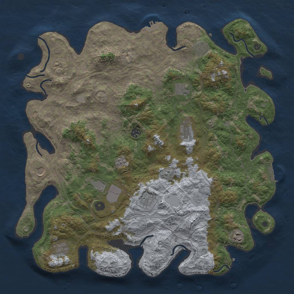 Rust Map: Procedural Map, Size: 4500, Seed: 1611247600, 20 Monuments