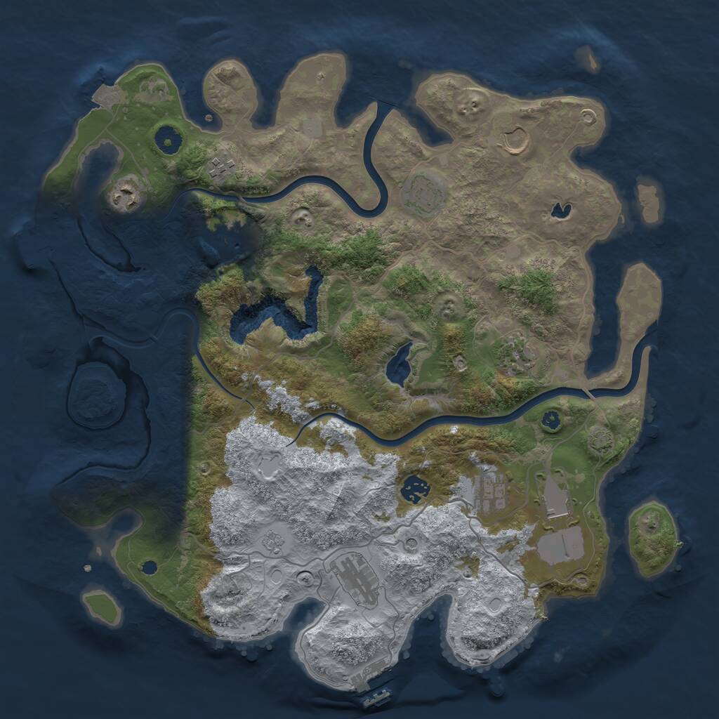 Rust Map: Procedural Map, Size: 4000, Seed: 3228, 16 Monuments