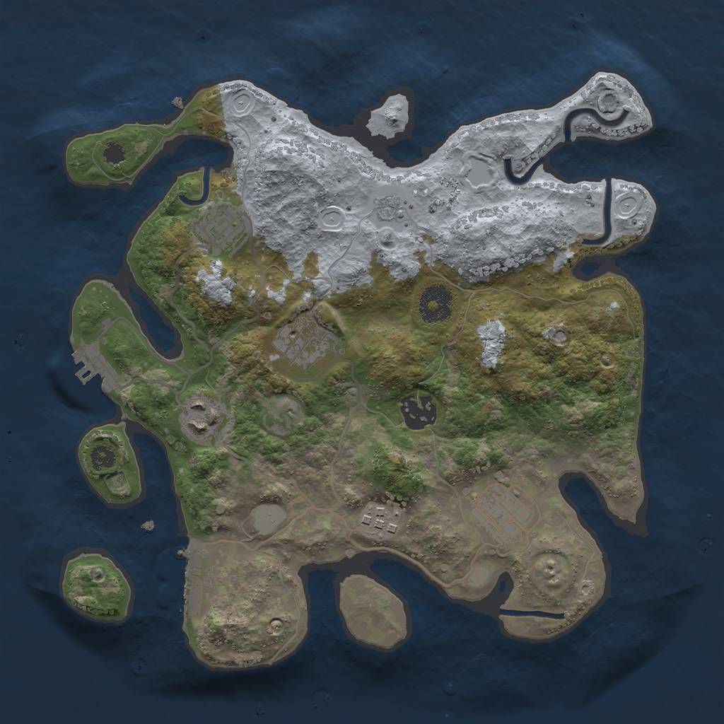 Rust Map: Procedural Map, Size: 3000, Seed: 74543, 12 Monuments