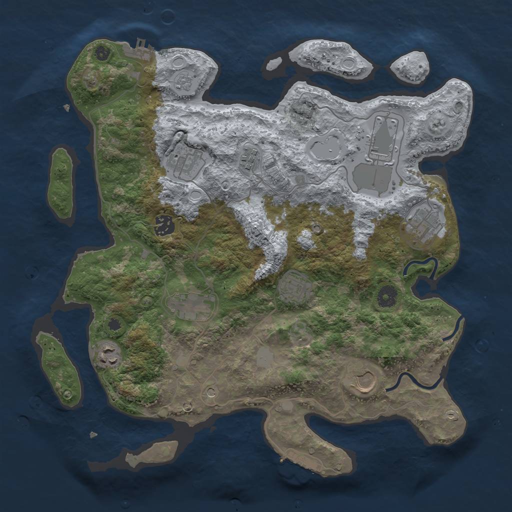 Rust Map: Procedural Map, Size: 3600, Seed: 3261991, 18 Monuments