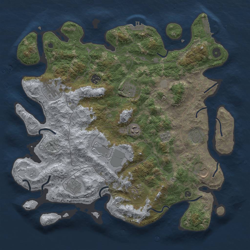 Rust Map: Procedural Map, Size: 4000, Seed: 739914480, 18 Monuments