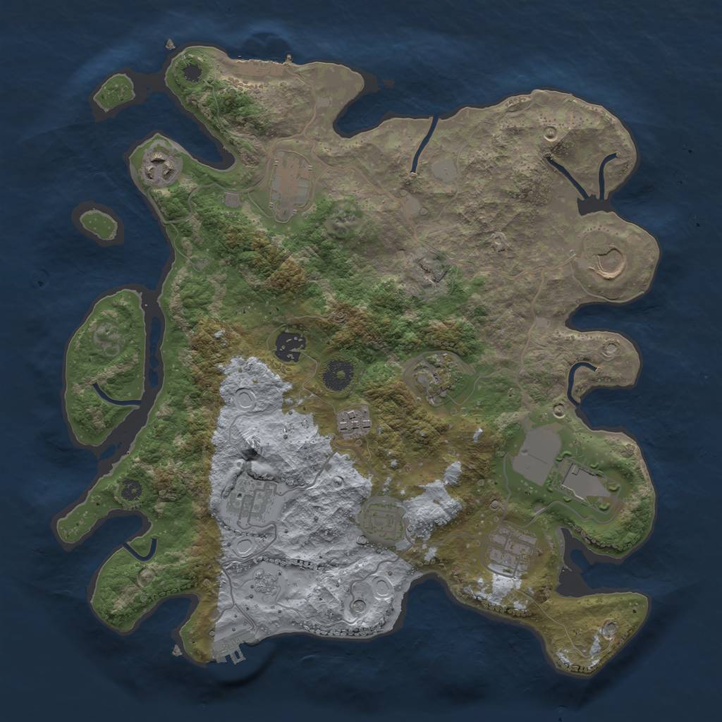 Rust Map: Procedural Map, Size: 3500, Seed: 71691557, 19 Monuments