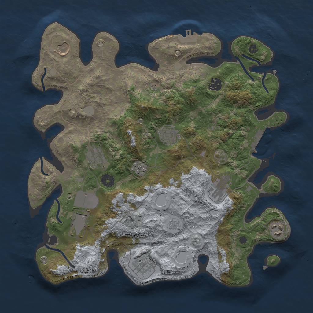Rust Map: Procedural Map, Size: 3500, Seed: 65899755, 18 Monuments