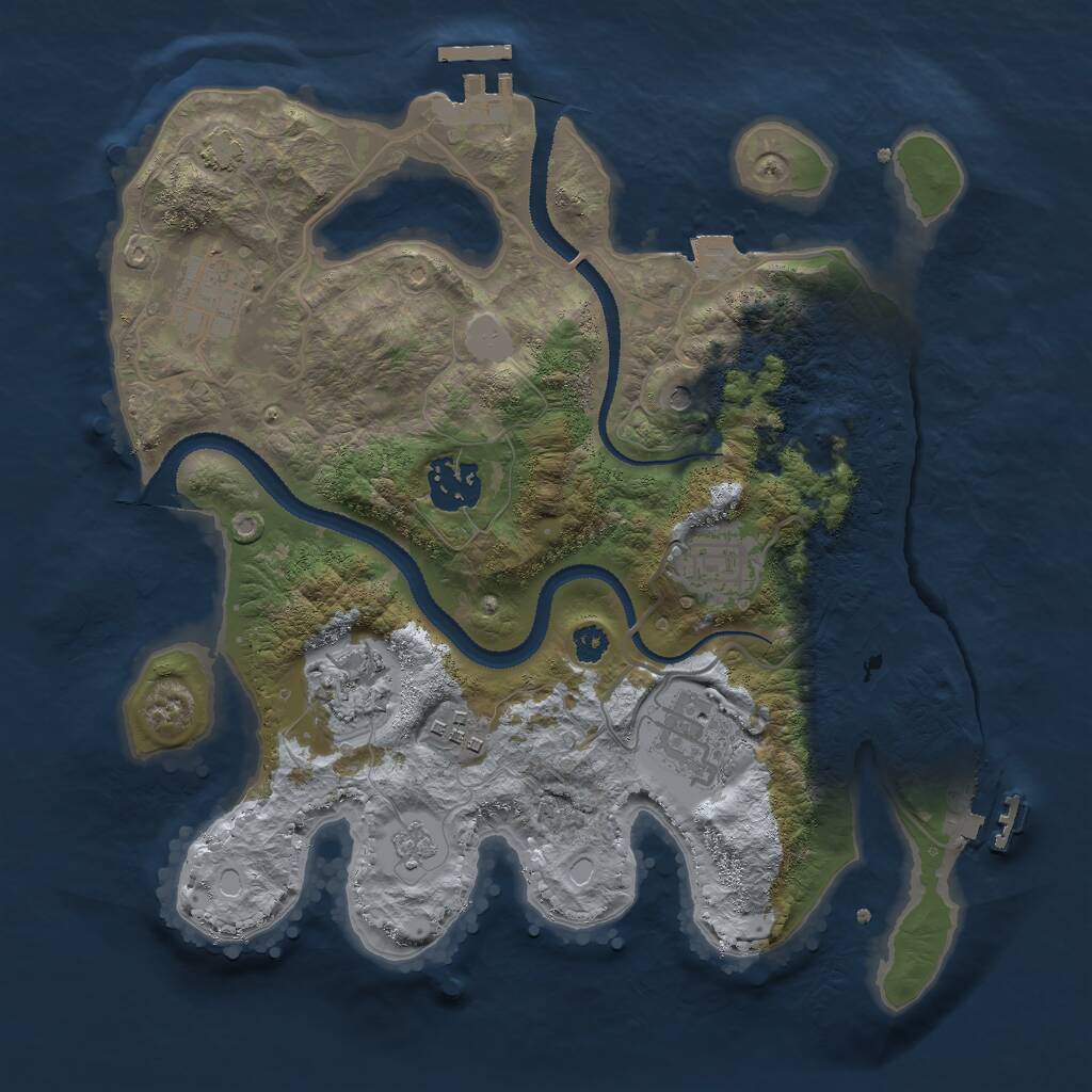 Rust Map: Procedural Map, Size: 3000, Seed: 12517, 12 Monuments