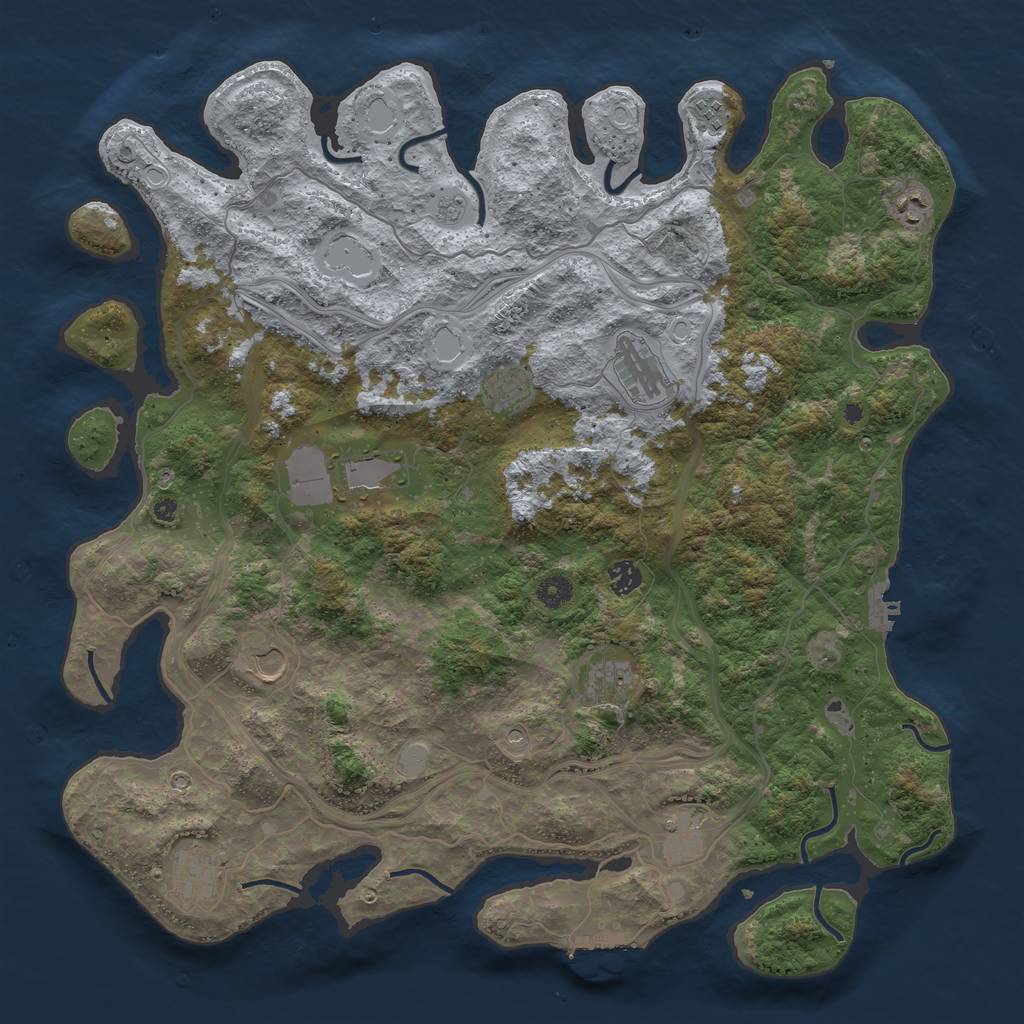 Rust Map: Procedural Map, Size: 4500, Seed: 20230123, 19 Monuments