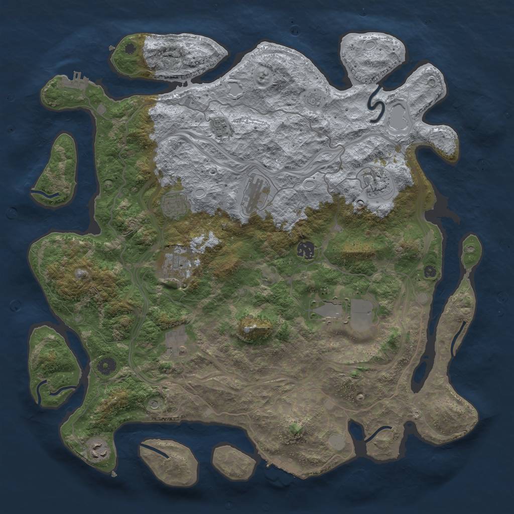 Rust Map: Procedural Map, Size: 4250, Seed: 1352139269, 18 Monuments