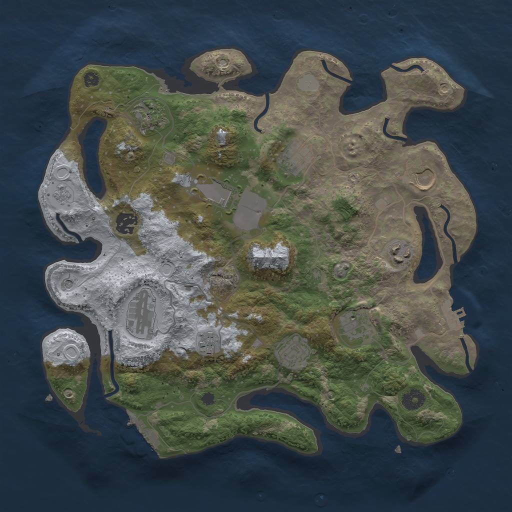 Rust Map: Procedural Map, Size: 3500, Seed: 791448646, 19 Monuments
