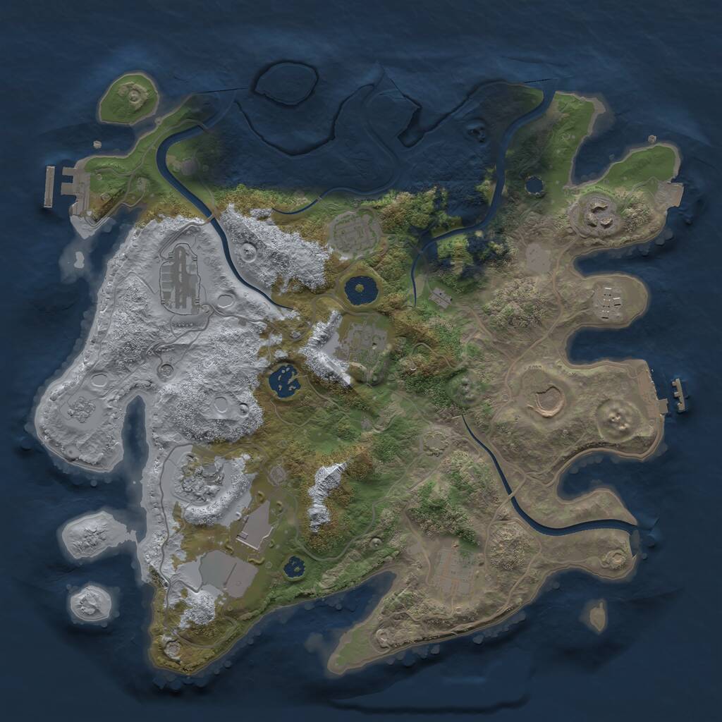 Rust Map: Procedural Map, Size: 3500, Seed: 935592844, 16 Monuments
