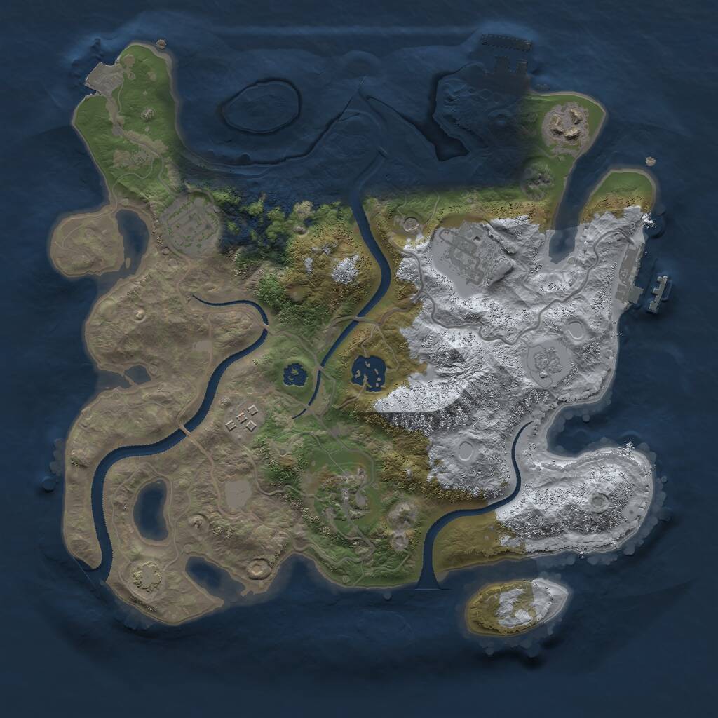 Rust Map: Procedural Map, Size: 3000, Seed: 32020132, 12 Monuments