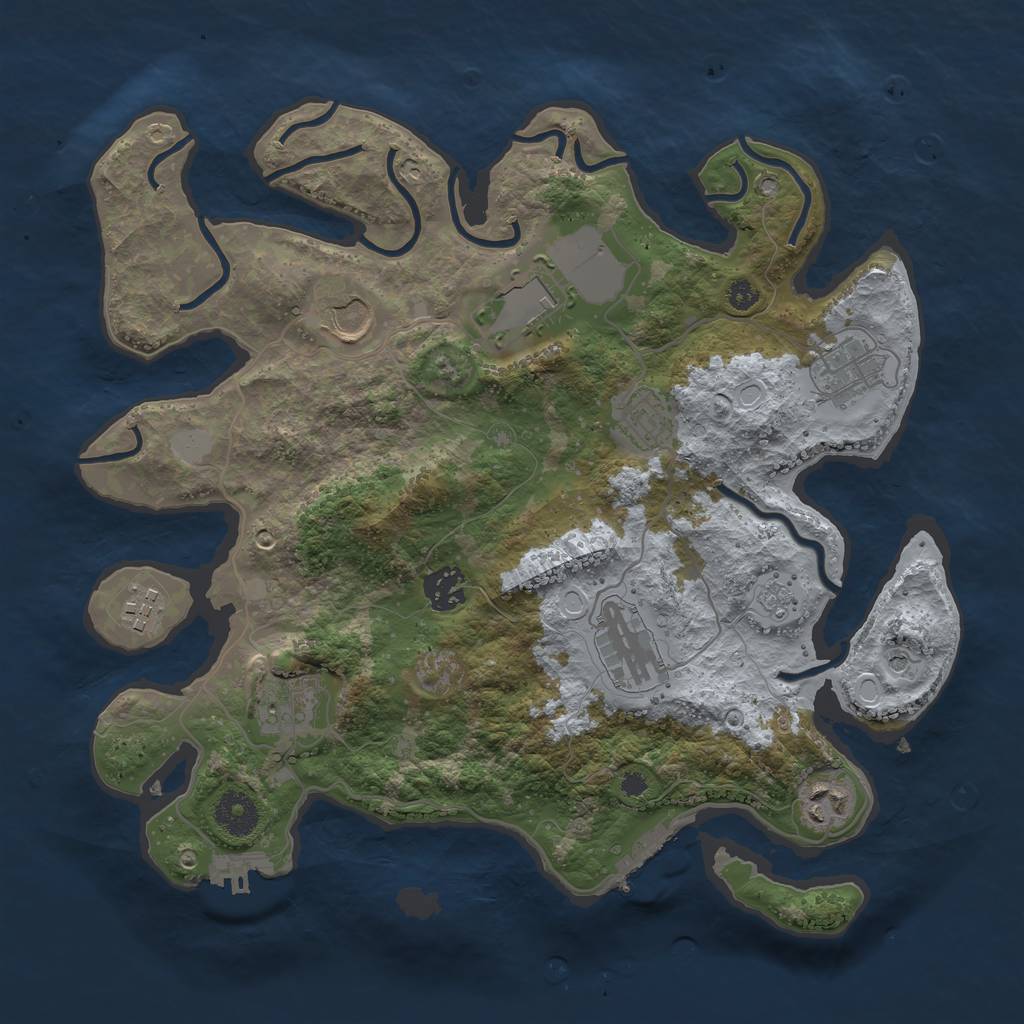 Rust Map: Procedural Map, Size: 3500, Seed: 750517449, 18 Monuments