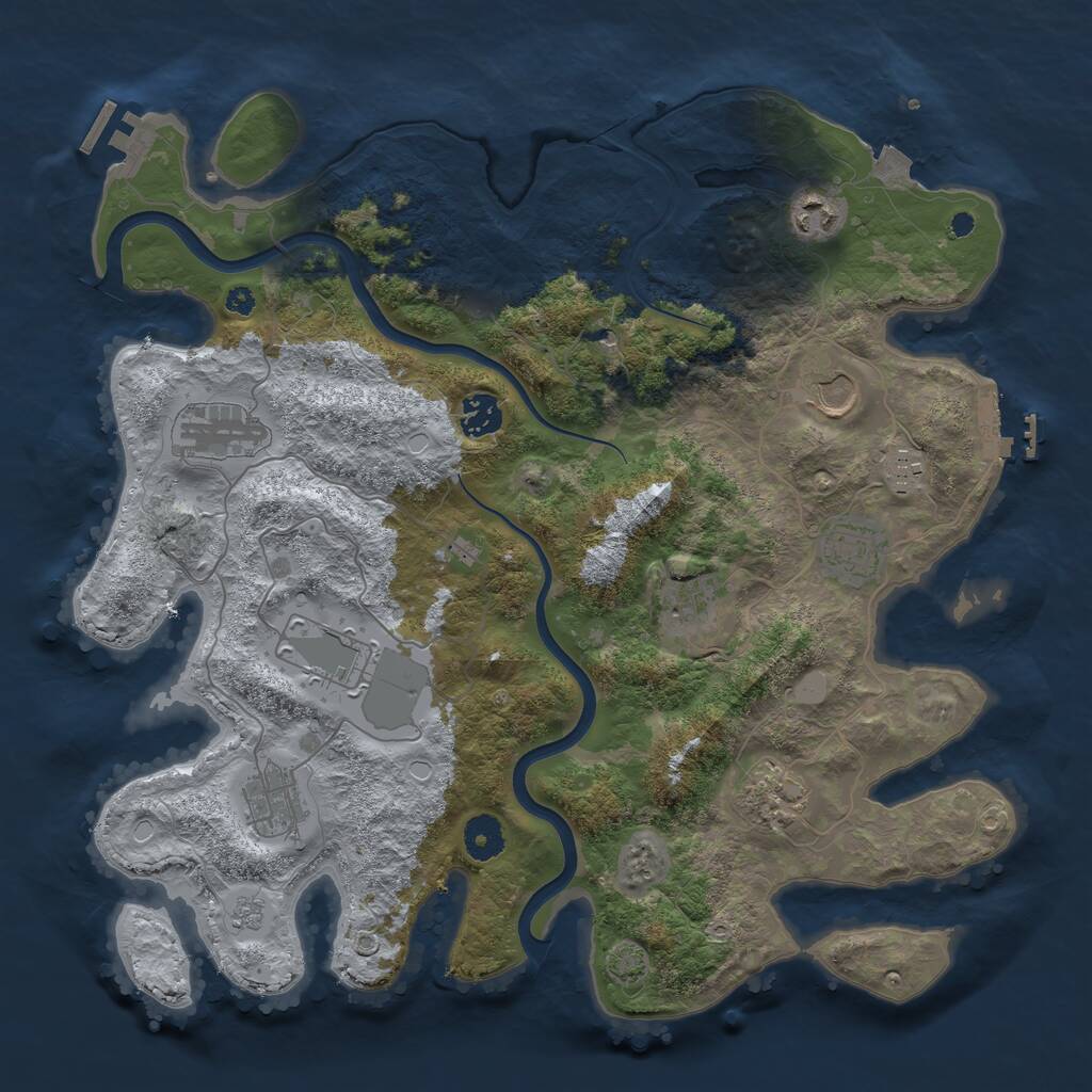 Rust Map: Procedural Map, Size: 3800, Seed: 2468, 16 Monuments