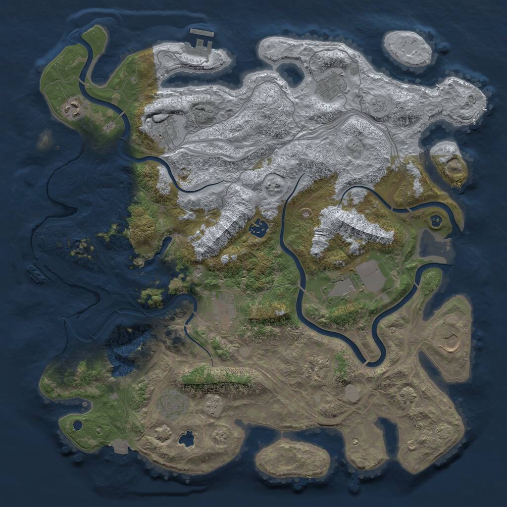 Rust Map: Procedural Map, Size: 4250, Seed: 704102, 16 Monuments