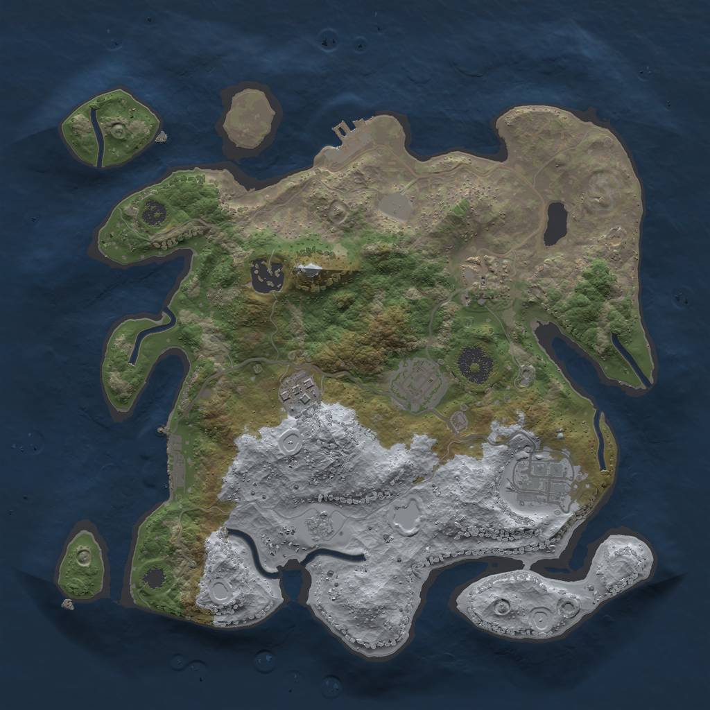 Rust Map: Procedural Map, Size: 3000, Seed: 884436243, 13 Monuments