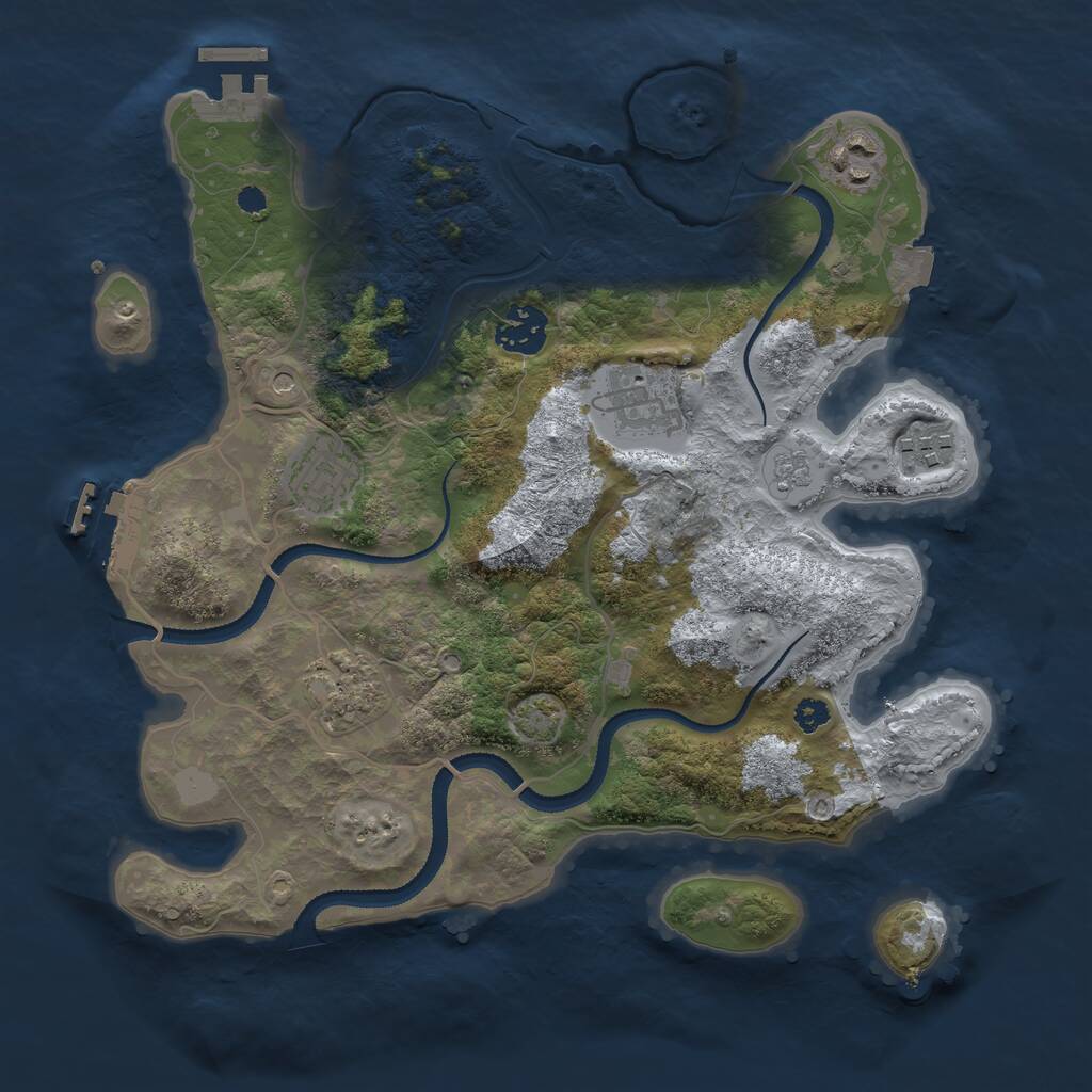 Rust Map: Procedural Map, Size: 3200, Seed: 166892077, 12 Monuments