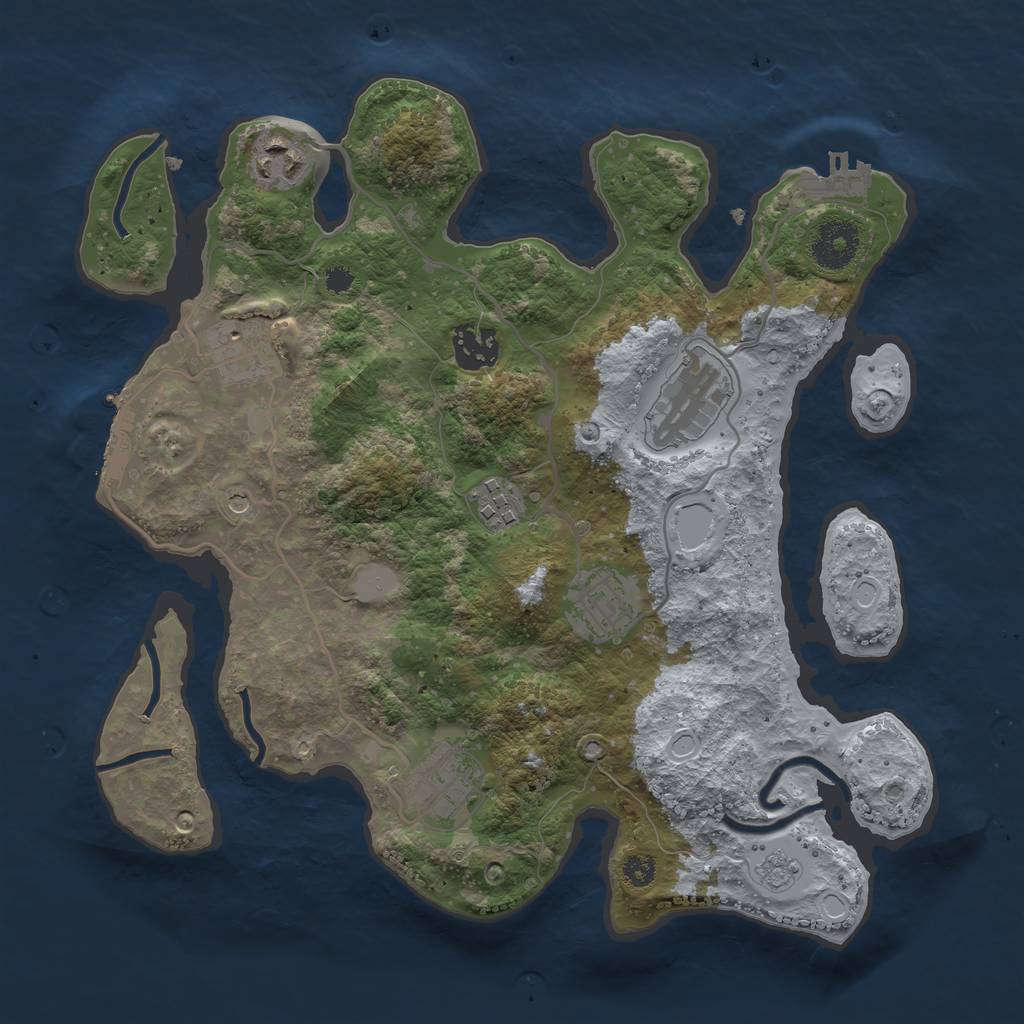 Rust Map: Procedural Map, Size: 3200, Seed: 2139679135, 14 Monuments
