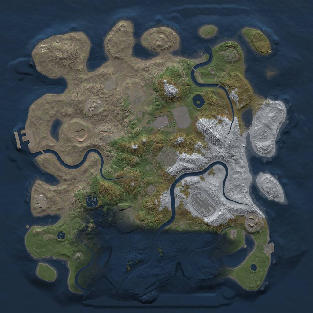 Rust Map: Procedural Map, Size: 3750, Seed: 636358885, 15 Monuments