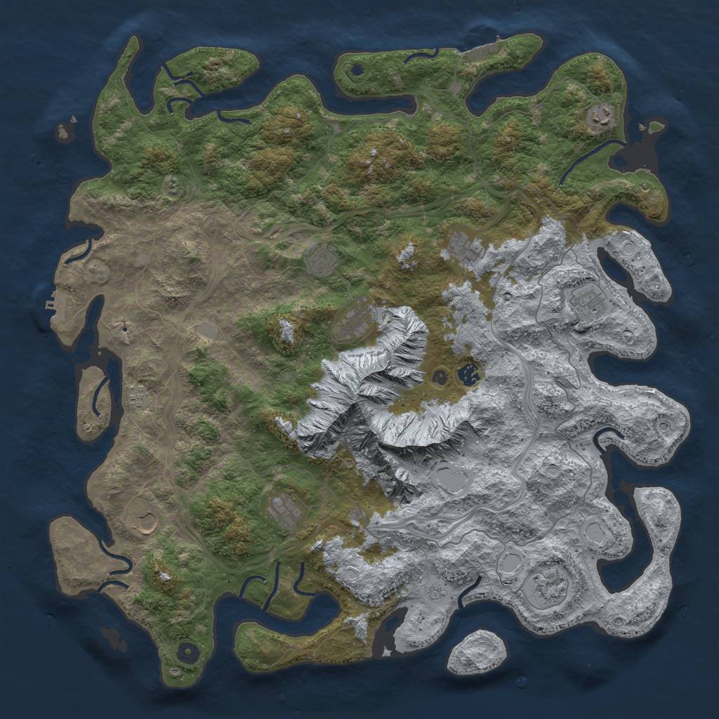 Rust Map: Procedural Map, Size: 5000, Seed: 64374213, 19 Monuments
