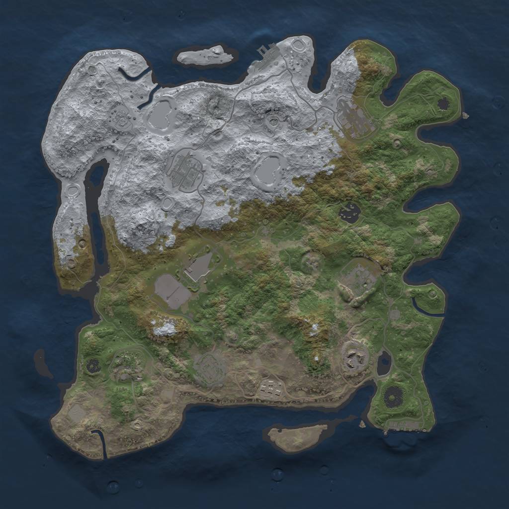 Rust Map: Procedural Map, Size: 3700, Seed: 86452351, 18 Monuments