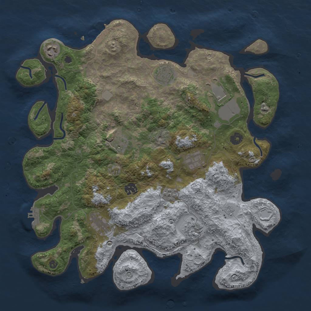 Rust Map: Procedural Map, Size: 3750, Seed: 11334844, 18 Monuments