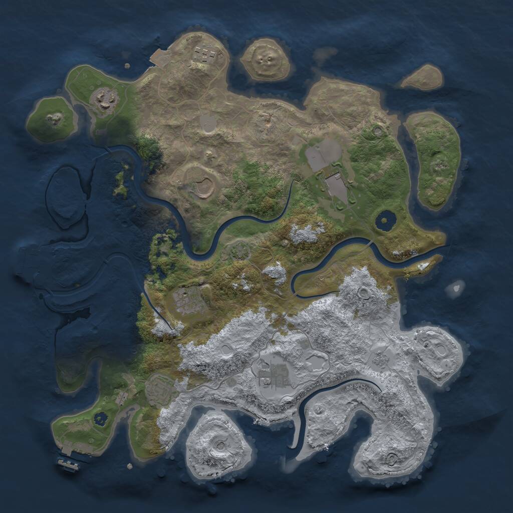 Rust Map: Procedural Map, Size: 3750, Seed: 11334844, 13 Monuments