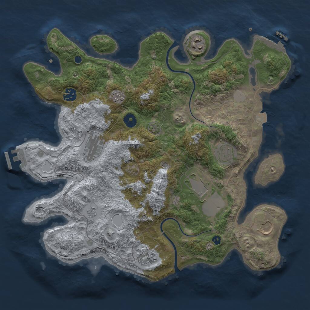 Rust Map: Procedural Map, Size: 3500, Seed: 221104494, 14 Monuments
