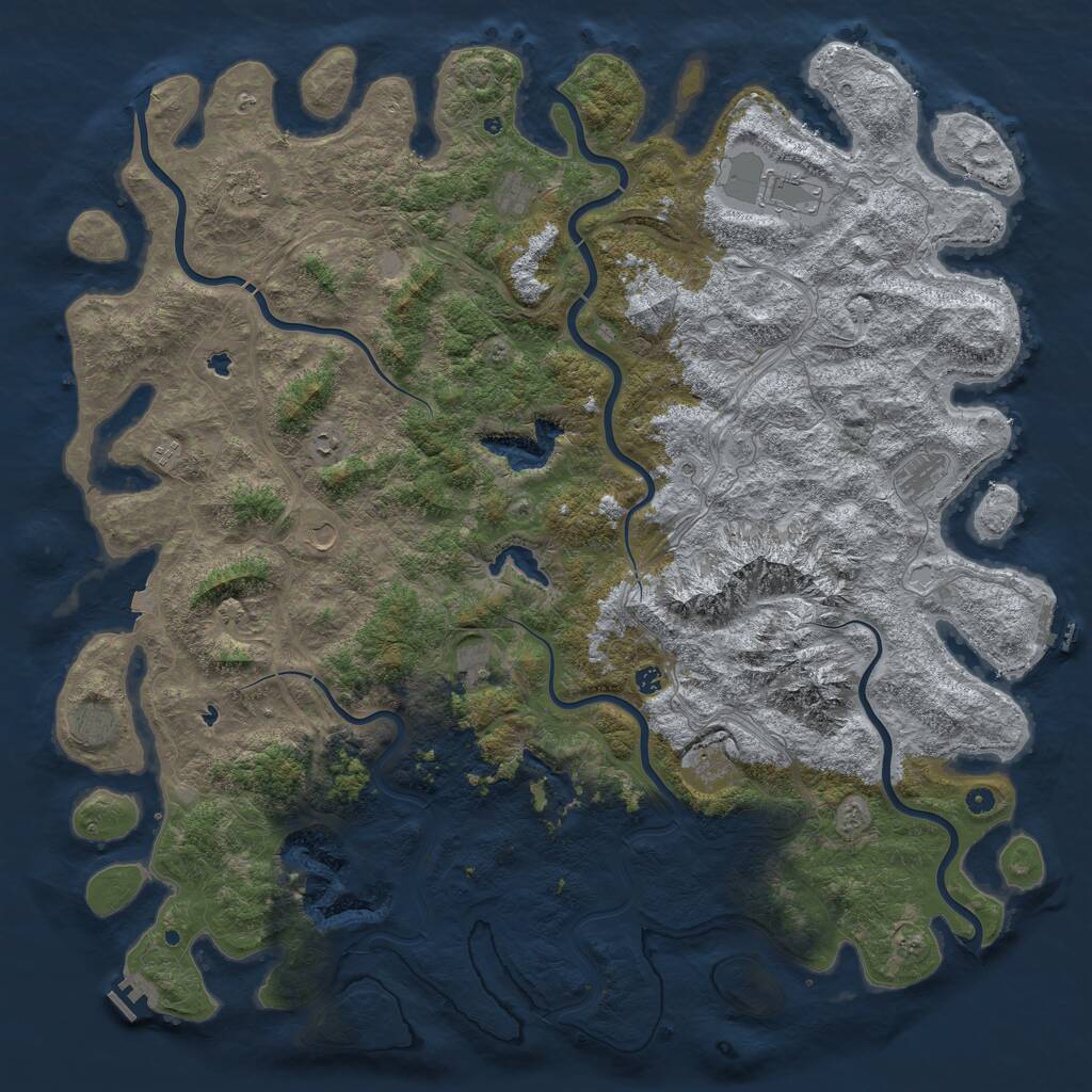 Rust Map: Procedural Map, Size: 6000, Seed: 5451664, 17 Monuments