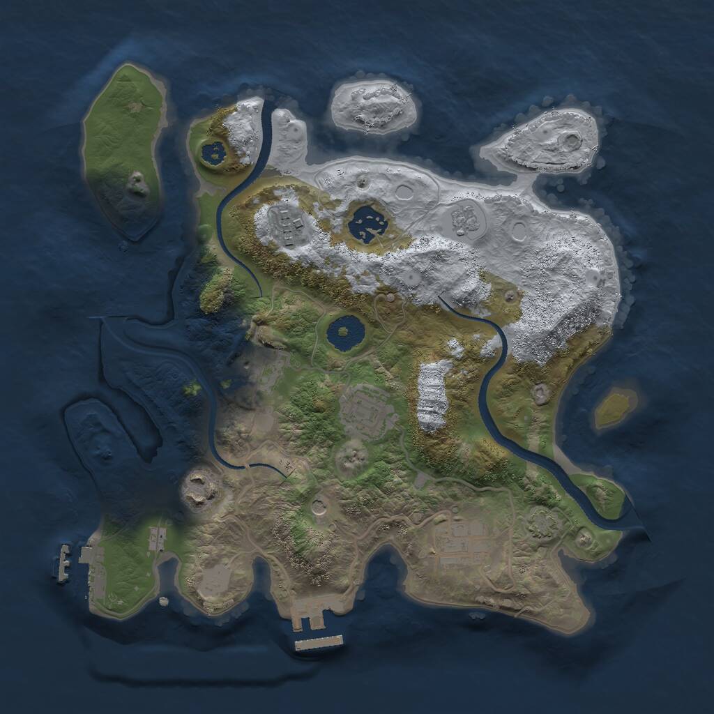 Rust Map: Procedural Map, Size: 3000, Seed: 129380866, 12 Monuments