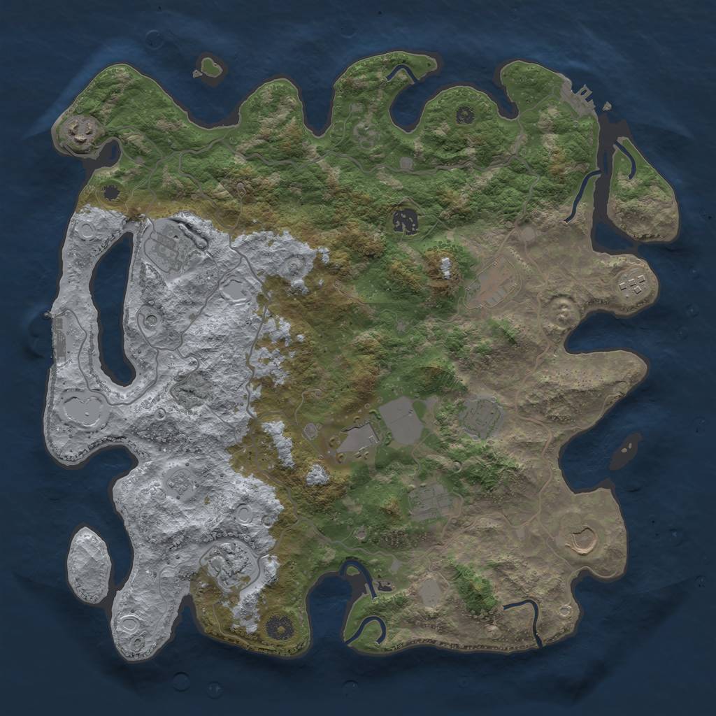 Rust Map: Procedural Map, Size: 4000, Seed: 590752980, 19 Monuments