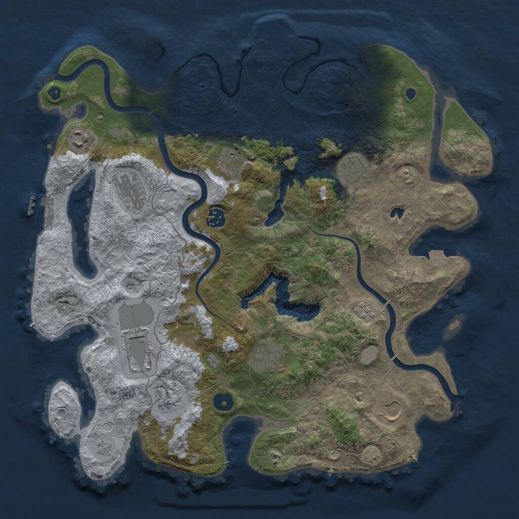 Rust Map: Procedural Map, Size: 4000, Seed: 590752980, 16 Monuments