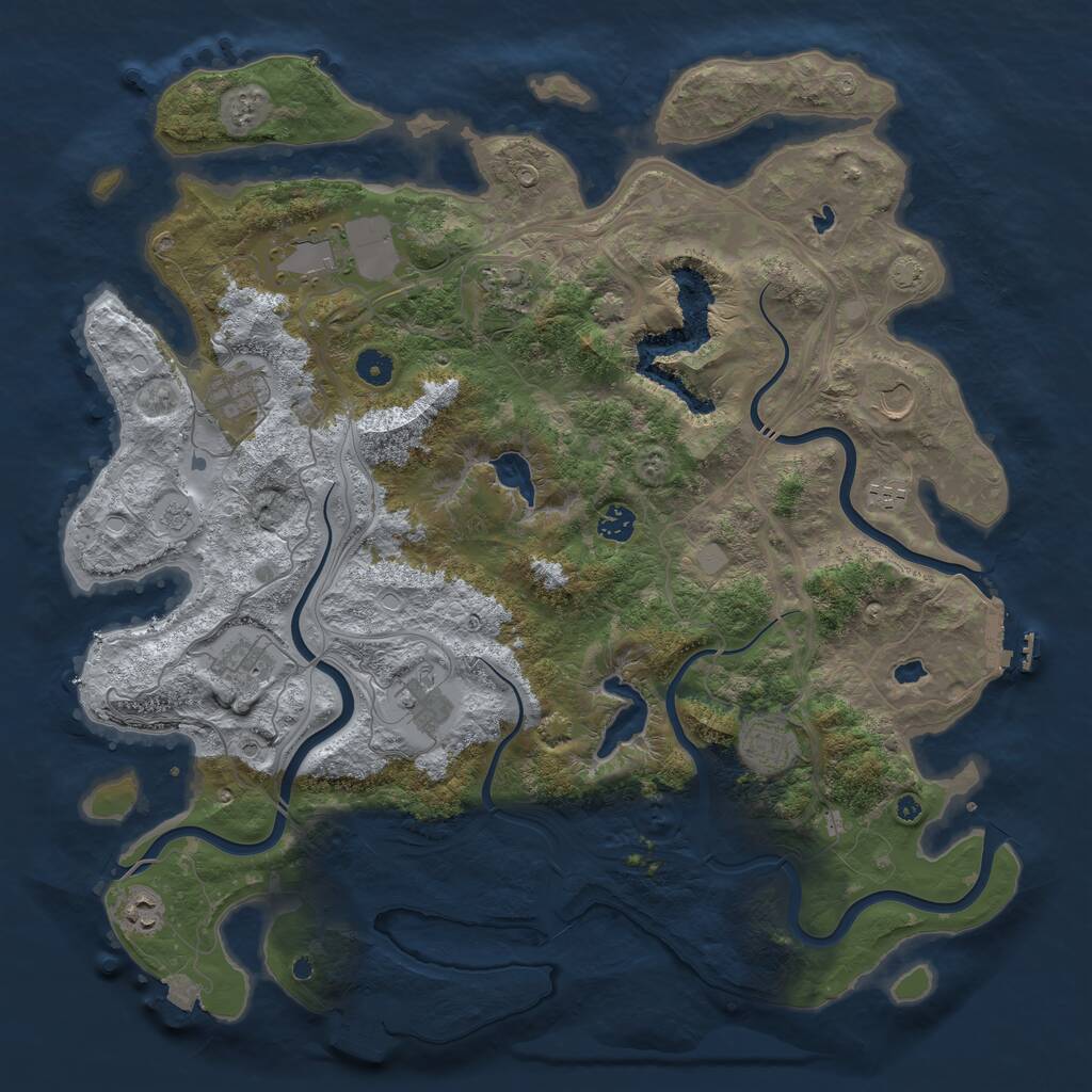 Rust Map: Procedural Map, Size: 4500, Seed: 961584, 16 Monuments