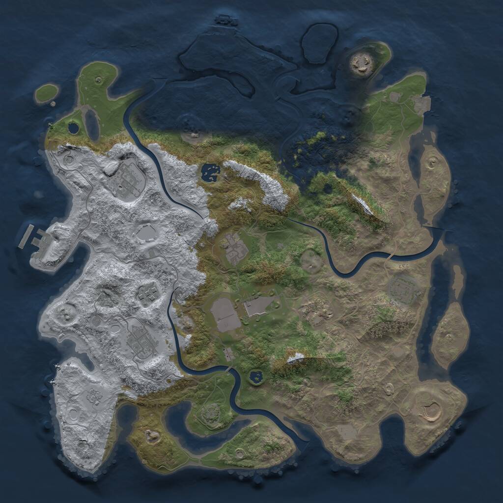 Rust Map: Procedural Map, Size: 3900, Seed: 11930445, 16 Monuments