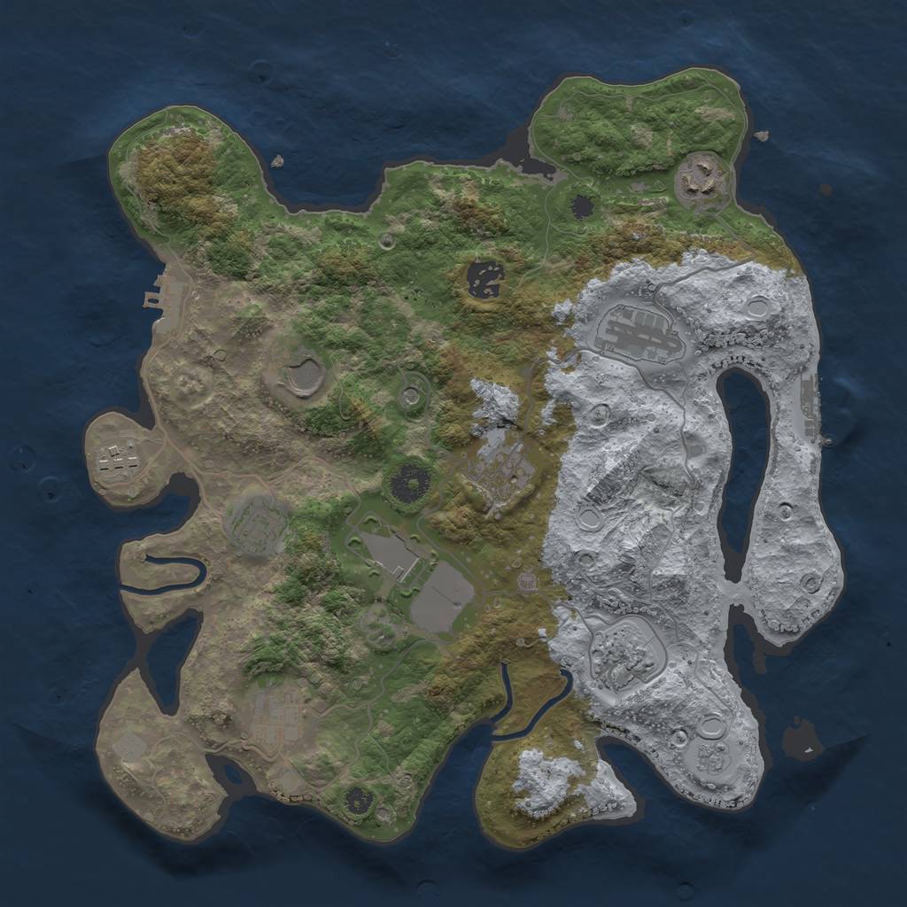 Rust Map: Procedural Map, Size: 3500, Seed: 85335158, 19 Monuments