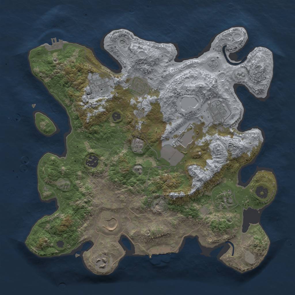 Rust Map: Procedural Map, Size: 3500, Seed: 193678882, 18 Monuments