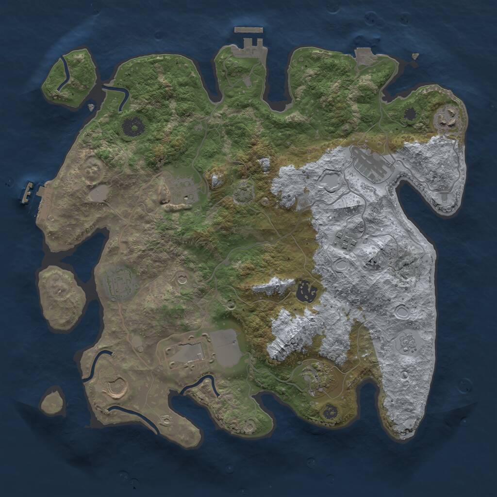 Rust Map: Procedural Map, Size: 3500, Seed: 1843082887, 15 Monuments