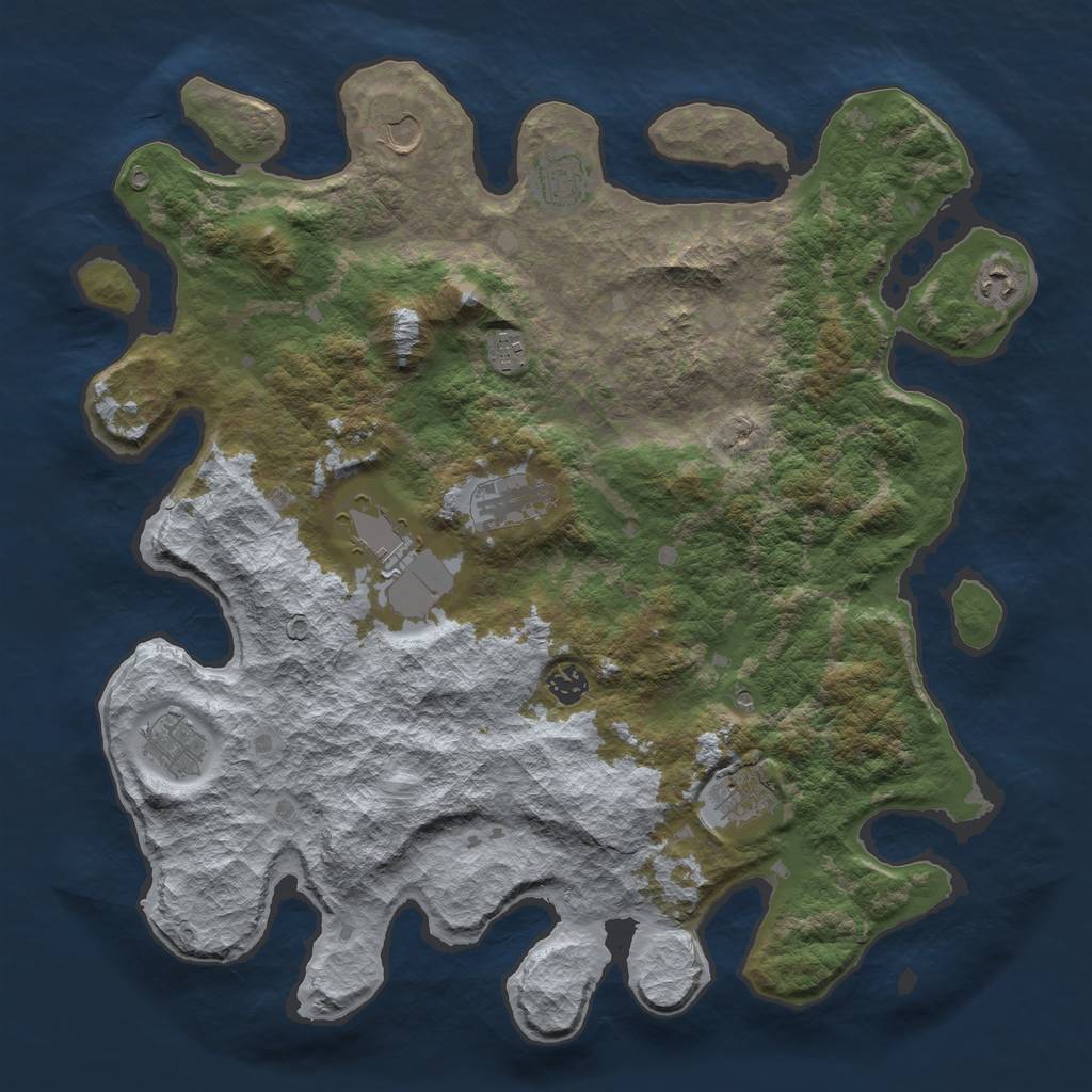 Rust Map: Barren, Size: 4250, Seed: 657002608, 12 Monuments