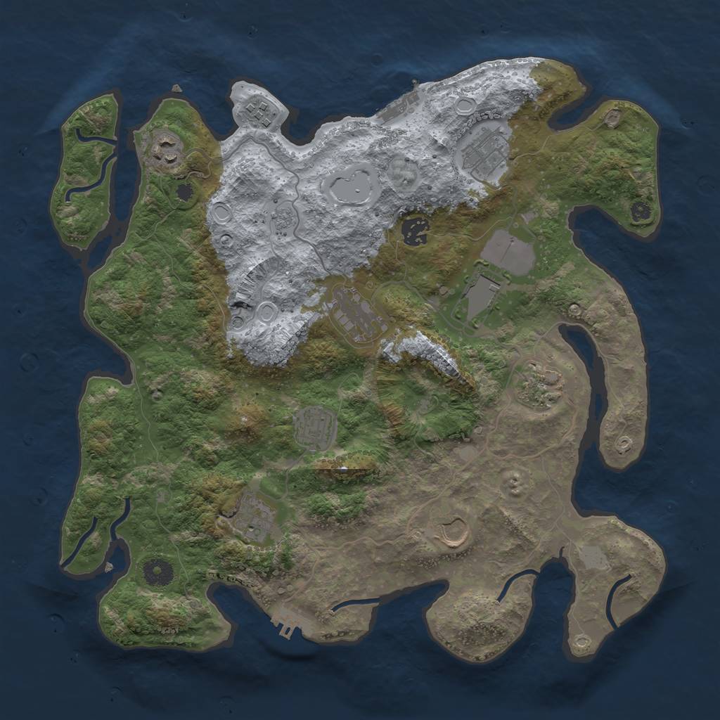 Rust Map: Procedural Map, Size: 3700, Seed: 629761, 19 Monuments